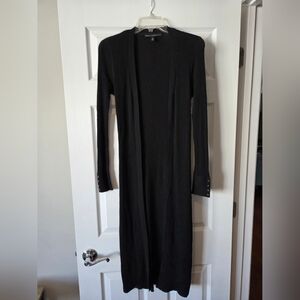 Elegant Black Long Sleeve Duster Cardigan Sweater
